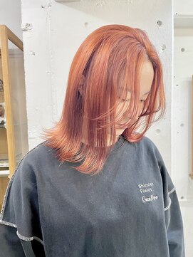 シエン 恵比寿(CIEN) オレンジカラー/外はねボブ/オレンジベージュ/ボブウルフ