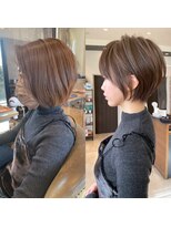 30代、40代/丸みくびれショートボブ×白髪染めハイライト/大宮