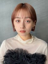 ガーデンヨコハマ(GARDEN YOKOHAMA) 切りっぱなし ミニボブ ブリーチ ダブルカラーピンクベージュ