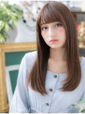 大人かわいい艶髪ストレートロング厚めバングc5戸頭20代30代!