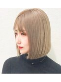 フェイスフレーミング前髪ありミルクティベージュロングレイヤー