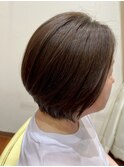美シルエット♪艶カラーマロンブラウン大人キレイなショートボブ