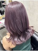 ハイライトカラーくびれヘアアプリコットオレンジ