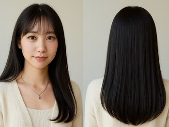 ハーツ(HEARTS)の写真/シルクのような艶と自然なまとまり。弱酸性縮毛矯正で叶える美髪ストレート。｜鎌取・おゆみ野