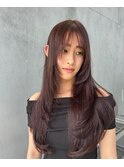 顔まわりレイヤー/ラベンダーブラウン/韓国ヘア/伊賀市/名張市