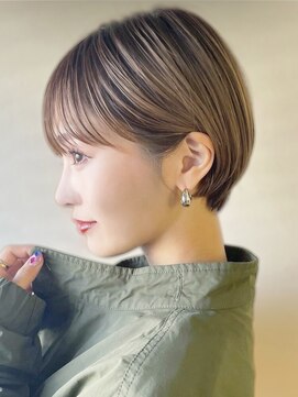 アース 大曽根店(HAIR&MAKE EARTH) earthショートレイヤーボブミルクティー丸みショートボブ