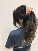 バレイヤージュグラデーションカラー カーキブルージュ2