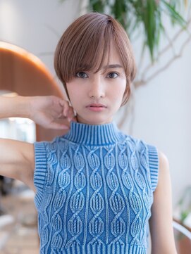 ハバナ 渋谷(HAVANA) 20代30代大人可愛い斜めバング小顔ショートボブシルキーベージュ