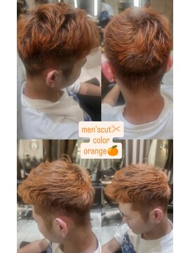 エムテコ(M.techo) 刈り上げアップバング×オレンジカラー