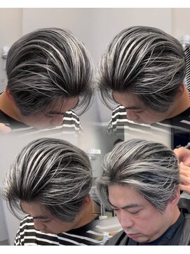 ステラ(STELLA) メンズ/バレイヤージュ/センターパート/ブリーチ＆ダブルカラー