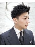 ナチュラルビジネスアップバング爽やかツーブロック