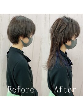 あるじゃんすー さいたま店 ダークモカ×ネイビー#シールエクステ#流れるレイヤー#大宮