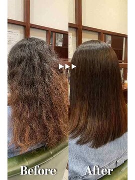 サロンデピレ 縮毛矯正クセストパーナチュラルブラウン髪質改善30代40代50代