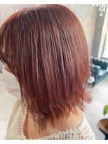 アウン 柏(a un)&nbsp;髪質改善/ピンクブラウン/外ハネミディ/柏