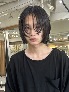 メゾンアクア 表参道(Maison ACQUA) =メンズボブ/ダークアッシュ/ニュアンスパーマ／メンズウルフ