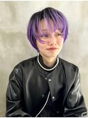 山本開生【ハイブリーチカラーラベンダーパープルショート】