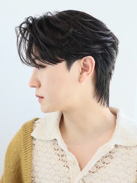 アズ ワン(AS ONE) 韓国ヘアコンマバング韓国マッシュセンターパートフェザーパーマ