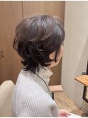 【60代】やんわりパーマのマッシュウルフ
