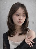 ミディアム レイヤー 顔周りカット 透明感カラーTOMOKI