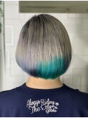 【河野有希】ハイトーンボブのブルー系グラデーション