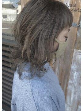 バンビ プライベート サロン(Bambi private salon) ミディアムレイヤー*ハイライトアッシュブラウン*Bambi松平愛