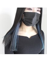 デコヘアーフラッペ(DECO HAIR frappe) 黒髪×インナーカラー/ターコイズブルー