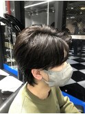 ニュアンスセンターパート(刈り上げツーブロック黒髪パーマ)