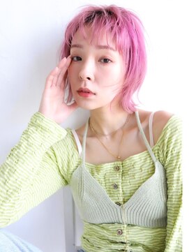 バブ バイネオリーブ(Bab by neolive) Wカラーハイトーンピンクウルフ/ショートウルフ/シアカラー/夏