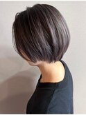 ショートボブ グレージュ 似合わせカット 白髪染め 髪質改善