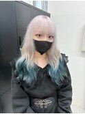 ホワイトアッシュモスグリーンブラックエンドカラー