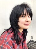 ロングレイヤー顔まわりレイヤーウルフカットマッシュウルフ