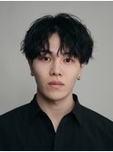 30代ビジネスセンターパートセンター分けシャドウパーマ刈り上げ