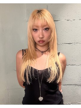 ランプ 代官山(the lamp) ダブルカラーケアブリーチベージュハイレイヤーウルフリタッチ