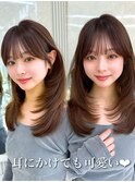 結べるミディアムレイヤー　耳にかけても可愛い顔まわり