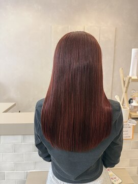 ジュエ ヘアー デザイン(Jue hair design) 冬ワインレッドカラー/ワンカラー/カットカラー/20代/知立/暖色
