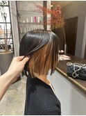 インナーベージュ/ボブ/インナーカラー