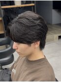 ナチュラルセンターパート毛流れパーマセンターパートニュアンス