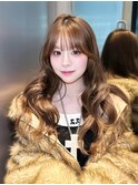 前髪カットロング韓国ヘア顔周りレイヤー_F21472