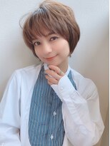 マリアバイアフロート(Maria by AFLOAT)&nbsp;アッシュブラウン厚めバング毛先パーマ外ハネひし形ボブ