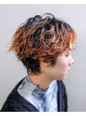 オレンジ#ショート#パーマ#ダブルカラー#ケアブリーチ#豊橋#豊川