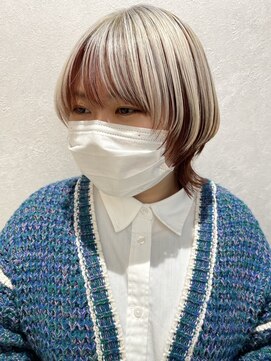 アース コアフュールボーテ 長岡店(EARTH coiffure beaute) ホワイトレッドアンブレラカラーダブルカラーケアブリーチ