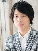 斜めバングオシャレパーマのアースカラーショートウルフi仙台