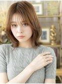 大人可愛いアプリコットオレンジ外ハネロブh3志木20代30代40代