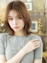 カバーヘア ブリス 志木南口駅前店(COVER HAIR bliss)&nbsp;大人可愛いアプリコットオレンジ外ハネロブh3志木20代30代40代