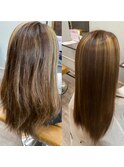 20代30代ハイトーン大人可愛いエアストレートヌーディーカラー