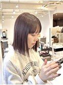 ホワイトグレージュミニウルフデジタルパーマチェリーブラウン