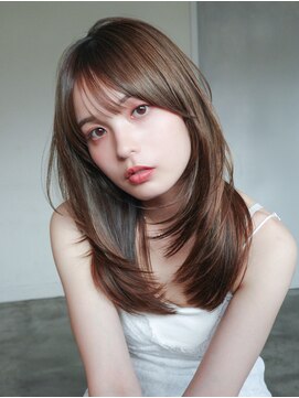 アルバム 銀座(ALBUM GINZA) 韓国ヘア顔周りレイヤーオリーブベージュグレージュ_F0912