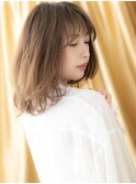 ウォームブラウン立体感ミディアムレイヤーカットX志木30代40代