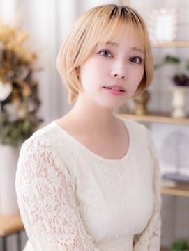 カバーヘア ブリス 北浦和(COVER HAIR bliss) ホワイトブロンド/シースルーバング/小顔ショート/ダブルカラーg