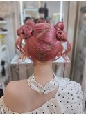 推し活 イベント 量産型 アップツインリボンアレンジ